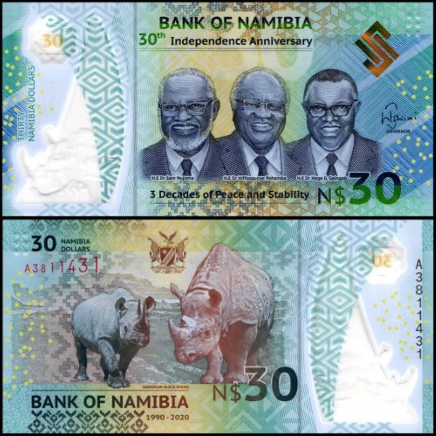 034Namibia 30 Dollars Banknote, 2020, P-18, UNC